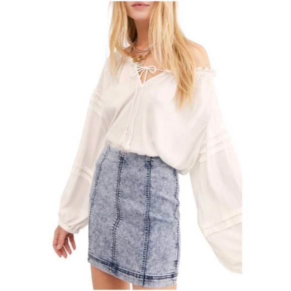 FREE PEOPLE Acid Wash Mini Skirt - Picture 1 of 4